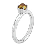 Sterling Silver Stackable Expressions Citrine Rhodium-plated Ring