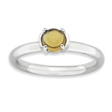 Sterling Silver Stackable Expressions Citrine Rhodium-plated Ring - shirin-diamonds