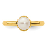 Sterling Silver Stack Exp. White FW Cultured Pearl Gold-plated Ring