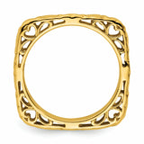 Sterling Silver Stackable Expressions Polished Gold-plate Square Ring