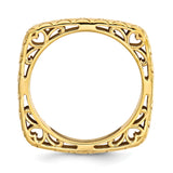 Sterling Silver Stackable Expressions Polished Gold-plate Square Ring