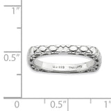 Sterling Silver Stackable Expressions Polished Rhodium-plate Square Ring