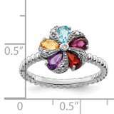 Sterling Silver Stackable Expressions Gemstone & Diamond Ring