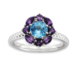 Sterling Silver Stackable Expressions Amethyst and Blue Topaz Ring - shirin-diamonds