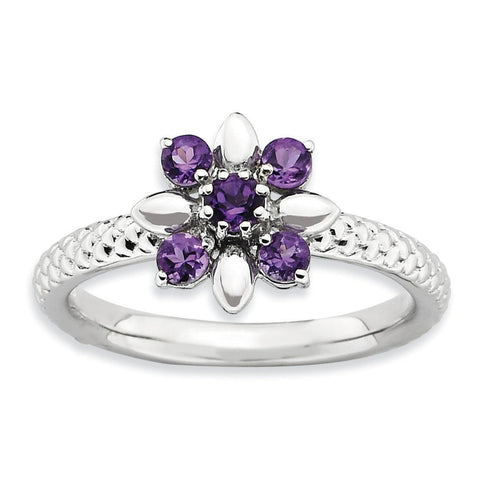 Sterling Silver Stackable Expressions Amethyst Ring - shirin-diamonds