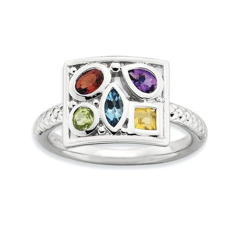 Sterling Silver Stackable Expressions Gemstone Ring - shirin-diamonds