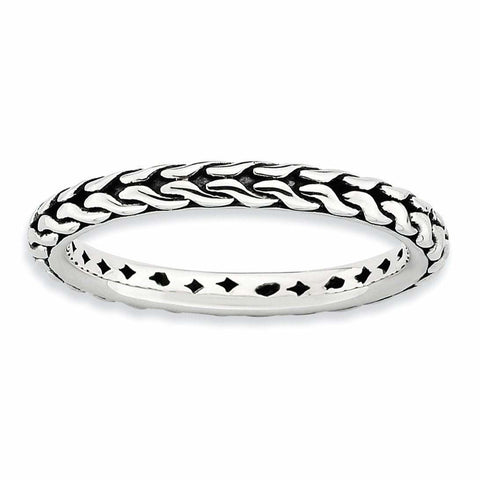 Sterling Silver Stackable Expressions Antiqued Ring - shirin-diamonds