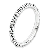 Sterling Silver Stackable Expressions Antiqued Ring
