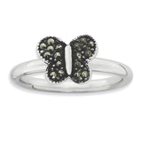Sterling Silver Stackable Expressions Marcasite Butterfly Ring - shirin-diamonds