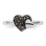 Sterling Silver Stackable Expressions Marcasite Heart Ring