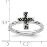 Sterling Silver Stackable Expressions Marcasite Cross Ring Size 10
