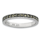 Sterling Silver Stackable Expressions Marcasite Band - shirin-diamonds