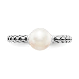 Sterling Silver Stack Exp. 7.0-7.5mm White FW Cultured Pearl Ring