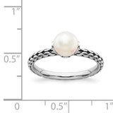 Sterling Silver Stack Exp. 7.0-7.5mm White FW Cultured Pearl Ring