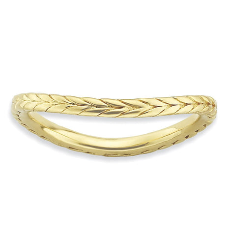 Sterling Silver Stackable Expressions Polished Gold-plated Wave Ring - shirin-diamonds