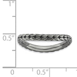 Sterling Silver Stackable Expressions Polished Black-plated Wave Ring