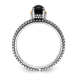 Sterling Silver & 14k Stackable Expressions Onyx Antiqued Ring