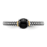Sterling Silver & 14k Stackable Expressions Onyx Antiqued Ring