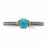 Sterling Silver & 14k Stackable Expressions Turquoise Antiqued Ring