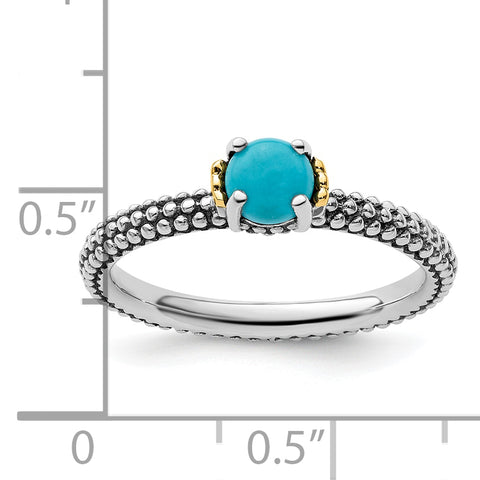 Sterling Silver & 14k Stackable Expressions Turquoise Antiqued Ring