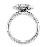 Sterling Silver & 14k Stackable Expressions Rhod. Garnet Antiqued Ring