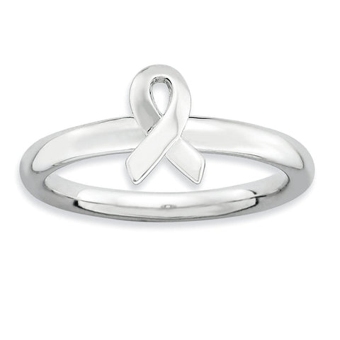 Sterling Silver Stackable Expressions Awareness Ribbon Ring - shirin-diamonds
