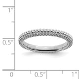 Sterling Silver Stackable Expressions Rhodium-plated Domed Ring