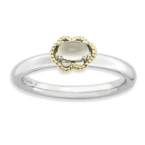 Sterling Silver & 14k Stackable Expressions Moonstone Polished Ring - shirin-diamonds