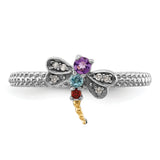Sterling Silver&14k Stackable Expressions Gemstone & Diamond Dragonfly Ring