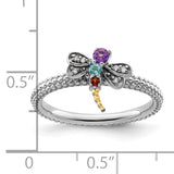Sterling Silver&14k Stackable Expressions Gemstone & Diamond Dragonfly Ring