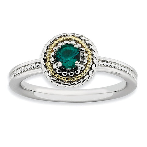 Sterling Silver & 14k Stackable Expressions Created Emerald Ring - shirin-diamonds