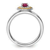 Sterling Silver & 14k Stackable Expressions Created Ruby Ring Size 8