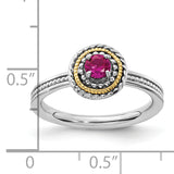 Sterling Silver & 14k Stackable Expressions Created Ruby Ring Size 8