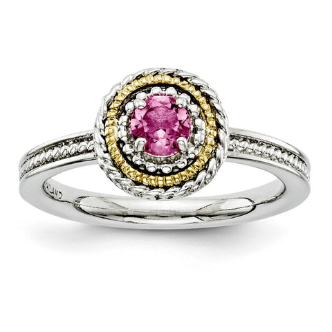 Sterling Silver & 14k Stackable Expressions Pink Tourmaline Ring - shirin-diamonds