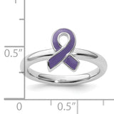 Sterling Silver Stackable Expressions Purple Enameled Awareness Ribbon Ring