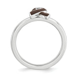 Sterling Silver Stackable Expressions Brown Enameled Awareness Ribbon Ring