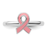 Sterling Silver Stackable Expressions Pink Enameled Awareness Ribbon Ring