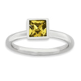 Sterling Silver Stackable Expressions Square November Swarovski Ring - shirin-diamonds