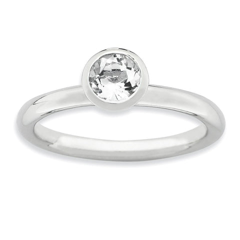 Sterling Silver Stackable Expressions High 5mm April Swarovski Ring - shirin-diamonds