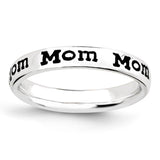 Sterling Silver Stackable Expressions Polished Enameled Mom Ring - shirin-diamonds