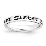 Sterling Silver Stackable Expressions Polished Enameled Sister Ring - shirin-diamonds