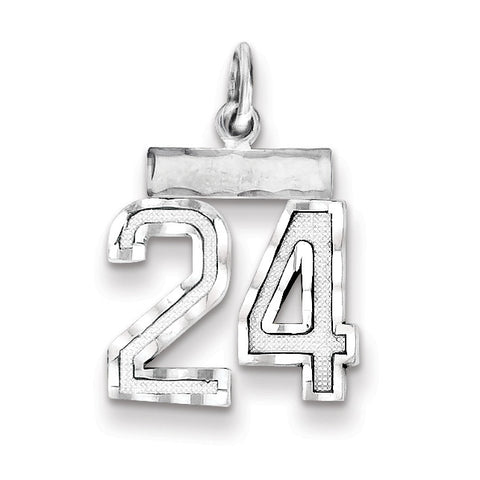 Sterling Silver Small #24 Charm QSN24 - shirin-diamonds