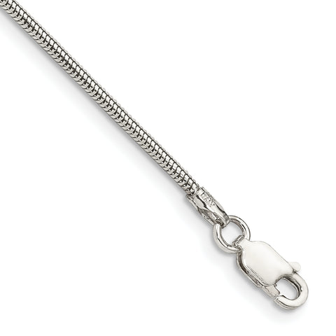 925 Sterling Silver 1.6mm Round Snake Chain Bracelet