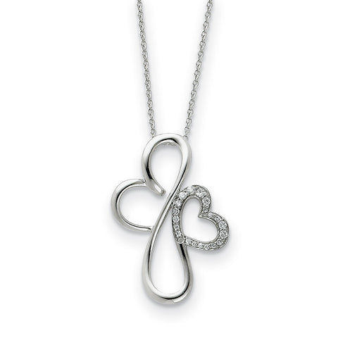 Sterling Silver & CZ Everlasting Love 18in Necklace QSX133 - shirin-diamonds