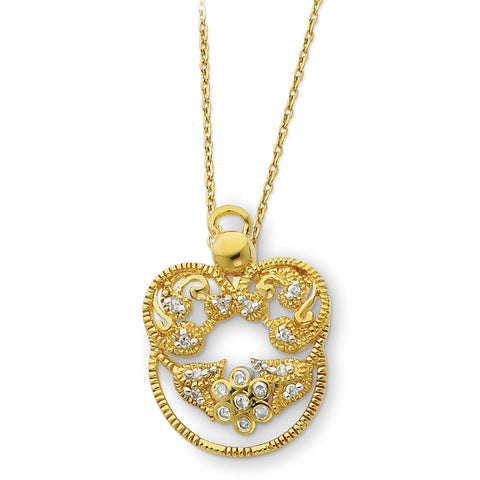Sterling Silver & Gold-plated CZ Angel of Grace 18in Necklace QSX150 - shirin-diamonds