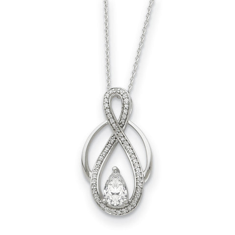 Sterling Silver & CZ Tear of Strength 18in Necklace QSX195 - shirin-diamonds