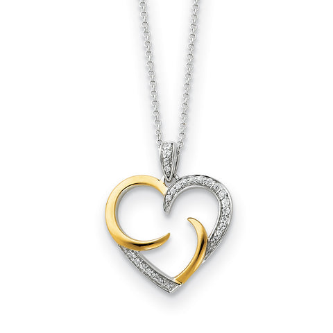 Sterling Silver & Gold-plated The Arms of Love 18in Heart Necklace QSX198 - shirin-diamonds