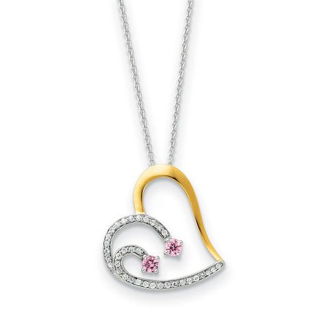 Sterling Silver & Gold-plated Forever By Your Side 18in Necklace QSX200 - shirin-diamonds