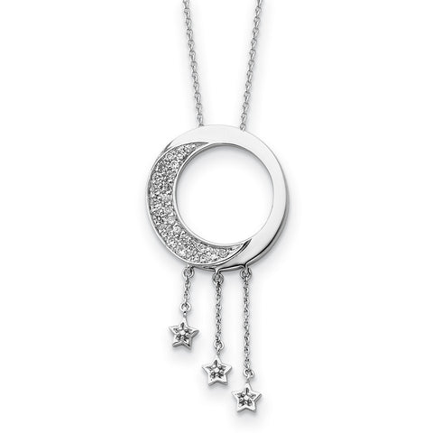 Sterling Silver & CZ I Promise You the Moon and Stars 18in Necklace QSX210 - shirin-diamonds
