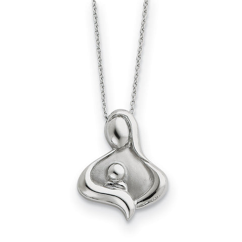 Sterling Silver Polished Maternal Bond 18in Necklace QSX232 - shirin-diamonds